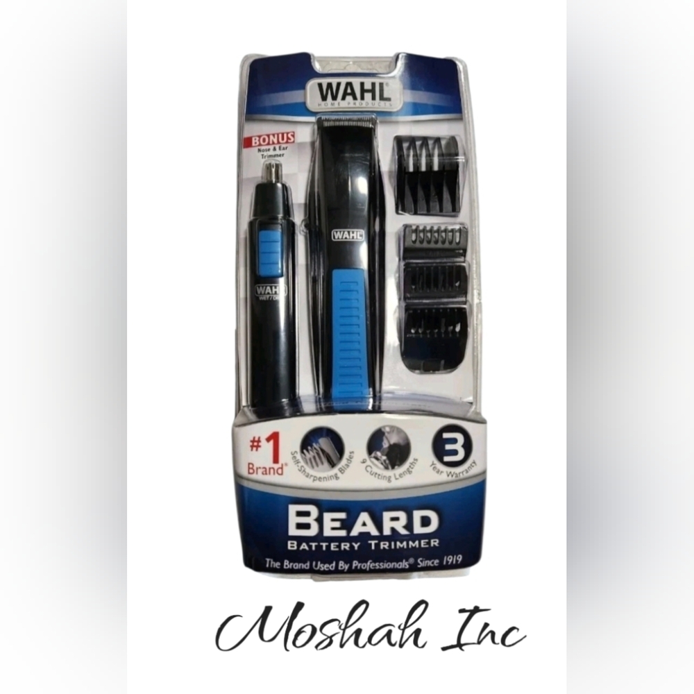 WAHL Nose Ear Body Beard Hair Wet/Dry Battery Precision Blade Trimmer Set ~ BLUE